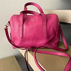 Fossil Sydney Pink Leather Satchel Bag
